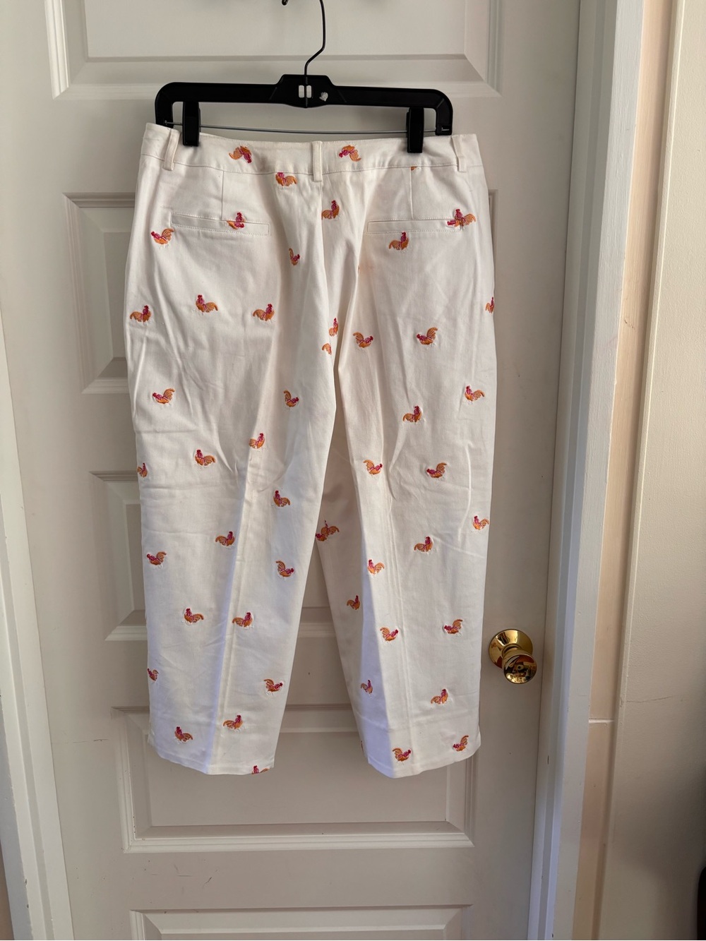 Larry Levine 12P White Cotton ROOSTER Stretch Pants